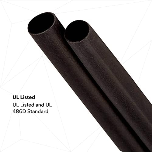 3M Heat Shrink Heavy-Wall Cable Sleeve ITCSN-0800-6'-Black-12-3 Pc Pks, Tamper Evident Bag, 6 in Length pieces, (Pack of 3)