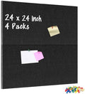 DOLLAR BOSS Felt Cork Board Tiles, 4 Pcs 12" x 12" Bulletin Board, Black