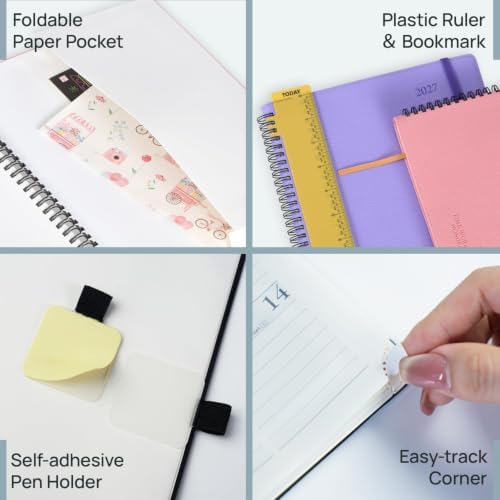 POPRUN 2027 Planner, 6.75" x 8.5" Weekly Calendar Book, Day Planner 2027