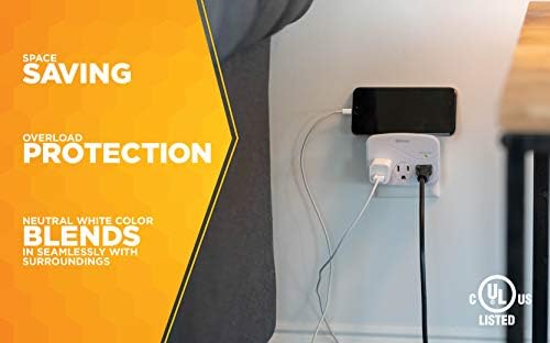 Southwire Woods Surge Protector - 3 Power Outlets - 1000J Electrical Overload Protection - Slim Design - Space Saving Surge Protector - Indoor Use