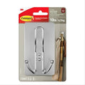 Command X-Large Satin Nickel Triple Hook,1 Hook,3 Strips,Damage-Free Hanging with Adhesive Strips,No Tools Wall-Hook for Hanging Decorations in Living Spaces,(Pack of 8)