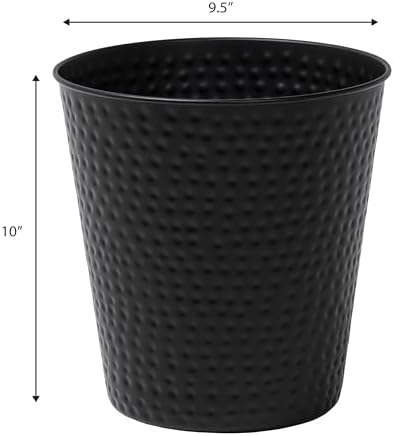 happimess Axel 2 Gal Hammered Steel Waste Bin 10", Matte Black