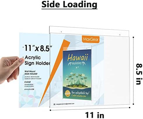 MaxGear Wall Mount Sign Holder, 8.5 x 11 Landscape, 6 Pack
