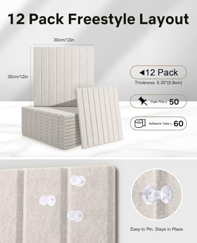 48" x 36" Large Cork Bulletin Board Tiles, Peel and Stick Felt Wall Panels for Vision, Message Center, Picture and Prayer Board for Office, Dorm, Room and Desk Decor(Oatmeal)
