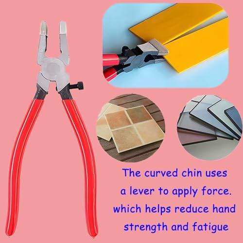 Glass Running and Breaker Pliers Set, 2-Piece, Rubber Tips, Premium Glass Running Breaking Pliers and Class Cutter Kit, Heavy Duty Glass Cutting Tool for Stained Glass, Mosaics, Fusing, Breaking