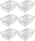 YBM HOME Plastic Perforated Storage Basket Bin Office Drawer, Shelf Desktop Countertop Tray Organizer (6, Clear)