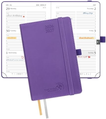POPRUN Pocket Planner 2026-2027, Purse-4" x 6.25", Academic Pocket Calendar