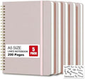 5 Pack Hardcover Spiral Notebooks, 8.3" x 6.3" Lined Journal Set, 100 GSM Bleed-Resistant Paper, 200 Pages Twin-Wire Bound Notebook with Elastic Band & Category Stickers for Office, School