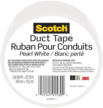 Scotch Duct Tape1.88 in x 20 yd, Craft and Project Tape, White, 6-Pack