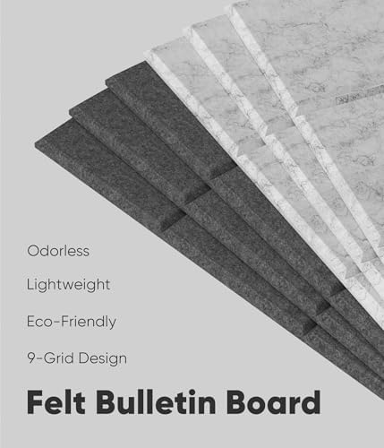 Large Cork Board for Walls 36" x 24", 6 Pack Felt Wall Tiles with Push Pins for Office Home, Pin Board Bulletin Board for Photo Pictures, Gradual Gray