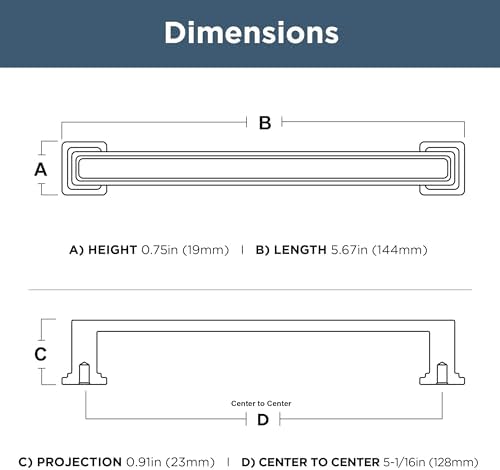 Franklin Brass 10 Pack Brushed Nickel Cabinet Handles 5-1/16 inch (128mm) Kitchen Cabinet Handles and Drawer Pulls for Cupboards and Dressers | Recessed Square