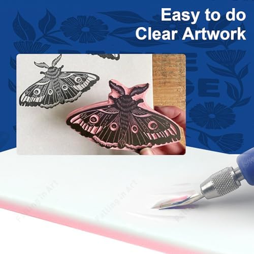 Falling in Art 5 Pack 4x6 Rubber Carving Block, Easy Cut Lino Blocks