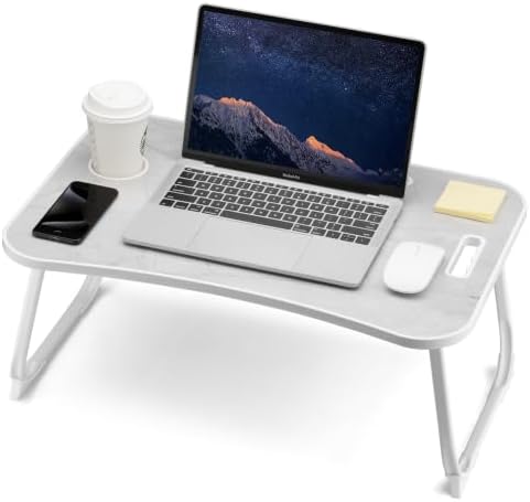 ZEAPTAC Foldable Lap Desk, Bed Desk, Bed Table & Laptop Stand w/Cup Holder