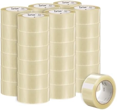 3M Tartan Box Sealing Tape 305, Clear, 1.88 in x 109.36 yds (48 mm x 100 m)