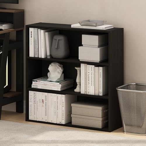 Furinno PASIR Book Shelf, 3-Tier Bookshelf with Open Storage Shelf, Standing Bookcase, 9.3 x 31.3 x 31.5, Easy Assembly, for Living Room, Bedroom, Home Office, Espresso
