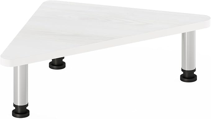 Furinno Turn-N-Tube Triangle Corner Monitor Riser, White Monitor Stand Riser, Laptop Stand for Desk, Office Desk Accessories, Desk Organizers and Accessories, White Wood