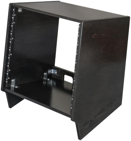 Sound Town DIY 10U Slanted Desktop Turret Studio Rack for Home Studio and Recording Room, Baltic Birch Plywood, Black Espresso (SDRK-10SLD)