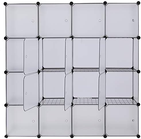 amopacorp 16-Cube Storage Shelf Cube Shelving Bookcase Bookshelf Organizing Closet Toy Organizer Cabinet White Color