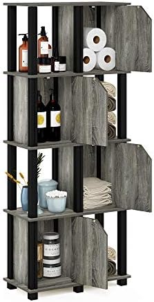 Furinno 19211GYWBK Brahms Storage Shelf, 5-Tier, French Oak Grey/Black
