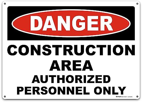 BRIMAR Danger Construction Area Safety Sign, 14 X 10 in, Aluminum