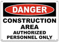 BRIMAR Danger Construction Area Safety Sign, 14 X 10 in, Aluminum
