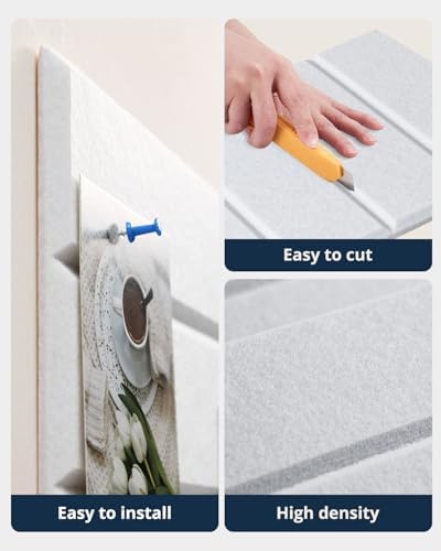 Cork Board, 48"x36" Felt Bulletin Board with Self Adhesive White