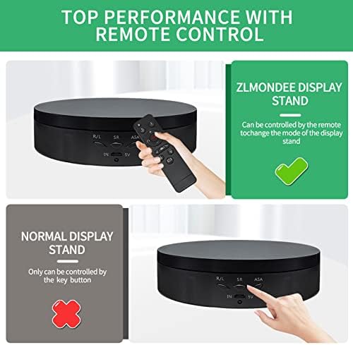 Remote Motorized Rotating Display Stand Turntable Motorized Lazy Susan with 5.74/7.08/8.66 inch Replacement Cover for Photography Products and Shows (Black)