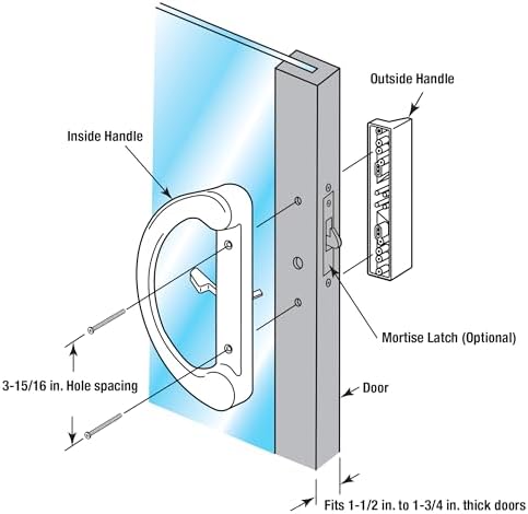 Prime-Line C 1327 Almond Diecast, Inside and Outside Mortise Style Patio Door Handles (Single Pack)
