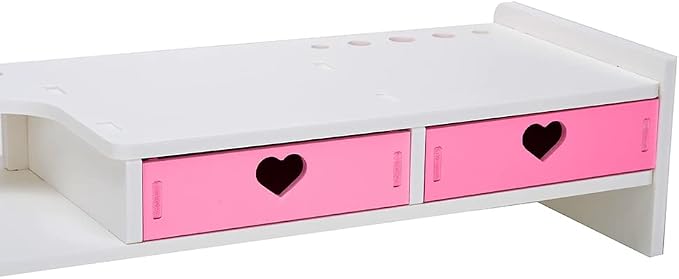 Kawaii Desk Organizer Cute Desk Organizer with Drawers Monitor Riser Stand Monitor Riser Computer Stand for PC, Laptop, Printer