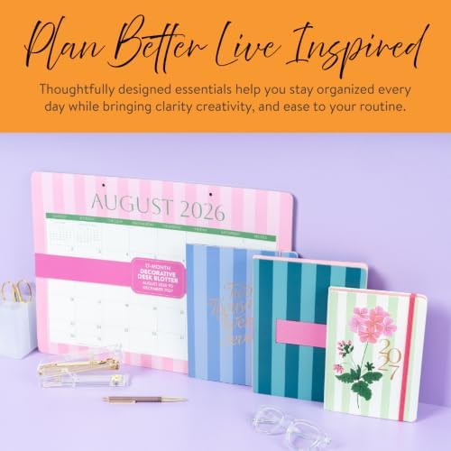 Orange Circle Studio Vibrant Poppies 2027 Good Day Monthly Planner 17-Month Hardcover, 5.5" x 7.75", Lay-Flat Coptic Binding,100 GSM Acid-Free Paper, Monthly Calendar, Dot Grid Notes, Desk Planner Set