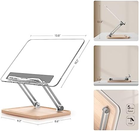 Acrylic Book Stand with Storage Base, Dual Aluminum Arm Reading Holder