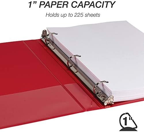 Samsill Durable 1 inch 3 Ring Binder, D Ring Binder, Customizable Clear View Cover, Basic Assortment, 4 Pack