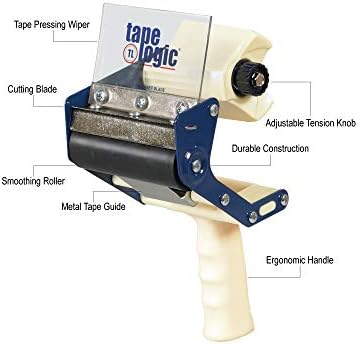 BOX USA (1 Pack) Heavy-Duty Carton Sealing Tape Dispenser, 4', Blue/White