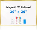Large Magnetic Whiteboard, 30" x 20" Dry Erase White Board for Wall