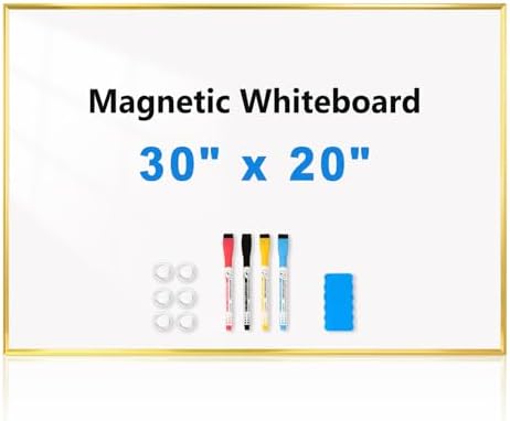 Large Magnetic Whiteboard, 30" x 20" Dry Erase White Board for Wall