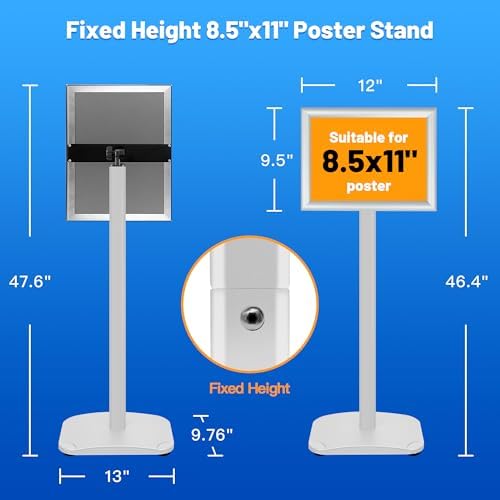 3-Pack Sign Holder Stand with Heavy Duty Base, 8.5x11 Inch Pedestal Floor Standing Sign Holder, Adjustable Menu&Poster Stand for Display Indoor/Outdoor Restaurant, Store, Advertising, Silver