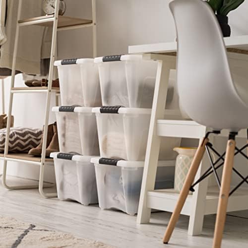 IRIS USA 6-Pack 19 Quart Storage Bins with Lids, Pearl
