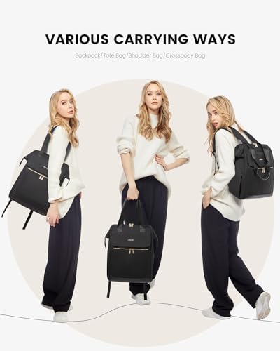 LOVEVOOK 17.3 Inch Laptop Backpack for Women, Large Capacity Travel Backpack with Organizer Bag, Waterproof Carry on Backpack Work Bag with USB Port, Teacher Nurse Backpack Purse, 2PCS, Black
