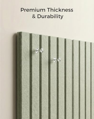 Aothia 12-Pack Felt Bulletin Board Tiles 48"x36", Modular Pin Board for Notes, Photos & Mood Boards, Cork Board Alternative for Smooth Walls, 0.35" Thick, 70 Adhesive Tabs & 40 Pins, Sage Green