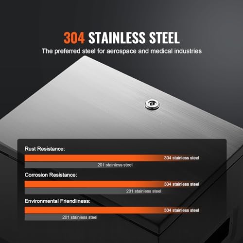 Steel Electrical Box, 16"x 12"x 6", 304 Stainless Steel Electrical Enclosure Box, Wall-Mounted Outdoor Electrical Electronic Equipment Enclosure with Mounting Plate Hinges Lock, IP66 Waterproof