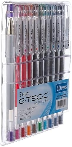PILOT G-Tec-C Gel Ink Rolling Ball Pens, Ultra Fine Point (0.4mm), Assorted Color Inks, 10-Pack Pouch (35484)