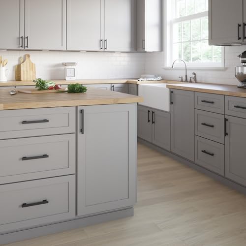 Franklin Brass 10 Pack Matte Black Cabinet Handles 5-1/16 inch (128mm) Kitchen Cabinet Handles and Drawer Pulls for Cupboards and Dressers | Tiered Foot