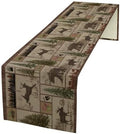 Rustic Moose Deer Bear Table Runner, Retro Vintage Bear Cottage Country Style Cabin Farmhouse Dinner Runner for Home Kitchen Dining Table Decoration 13x108inch