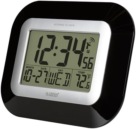 La Crosse Technology Atomic Wall/Table Clock, 7.2-inch H x 8.95-inch W x 1.2-inch D (WT-8005U-B)