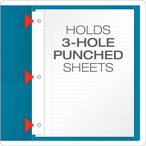 Oxford Two-Pocket Folders w/Fasteners, Light Blue, Letter Size, 25 per Box (57701)