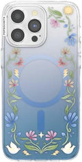 PopSockets iPhone 15 Pro Max Phone Case with MagSafe, Wireless Charging Compatible, Disney - Boho Wildflowers Blue