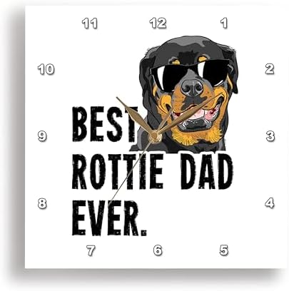 3dRose Wall Clock Silent - 13 inch - Best Rottie Dad Ever Funny Rottweiler Dog - Illustrations