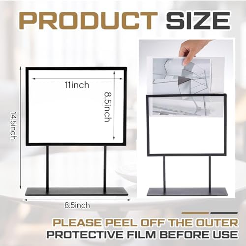 Zhengmy 2 Pack Tabletop Sign Holder, 11" w × 8.5" h, Landscape, Black