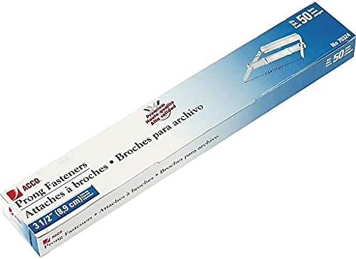 ACCO 70324 Complete Fasteners,2-3/4-Inch C-C Prongs,3-1/2-Inch Capacity,50/BX,SR