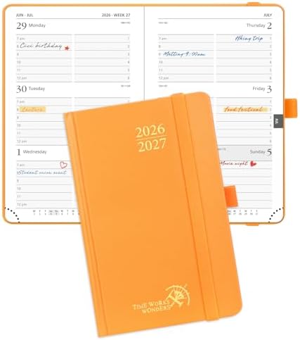 POPRUN 2026-2027 Academic Small Weekly Planner, 4" x 6.25" Purse Calendar